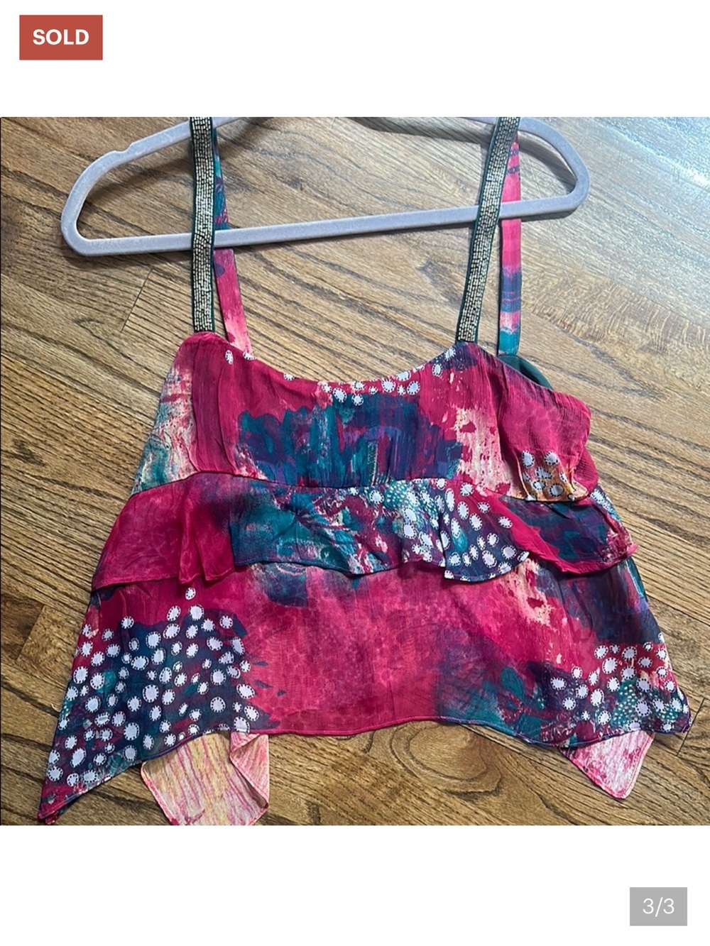 Zara Red Multicolor Abstract Ruffle Cami - Picture 2 of 2